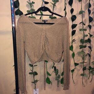 SEE THROUGH CROPPED TAN SHIRT